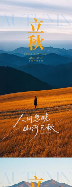 简约意境立秋海报