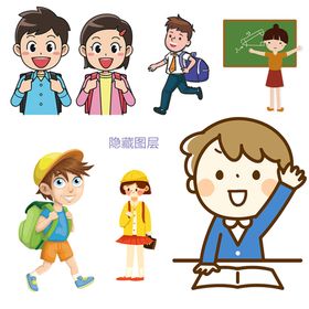 幼儿园老师学生矢量素材图