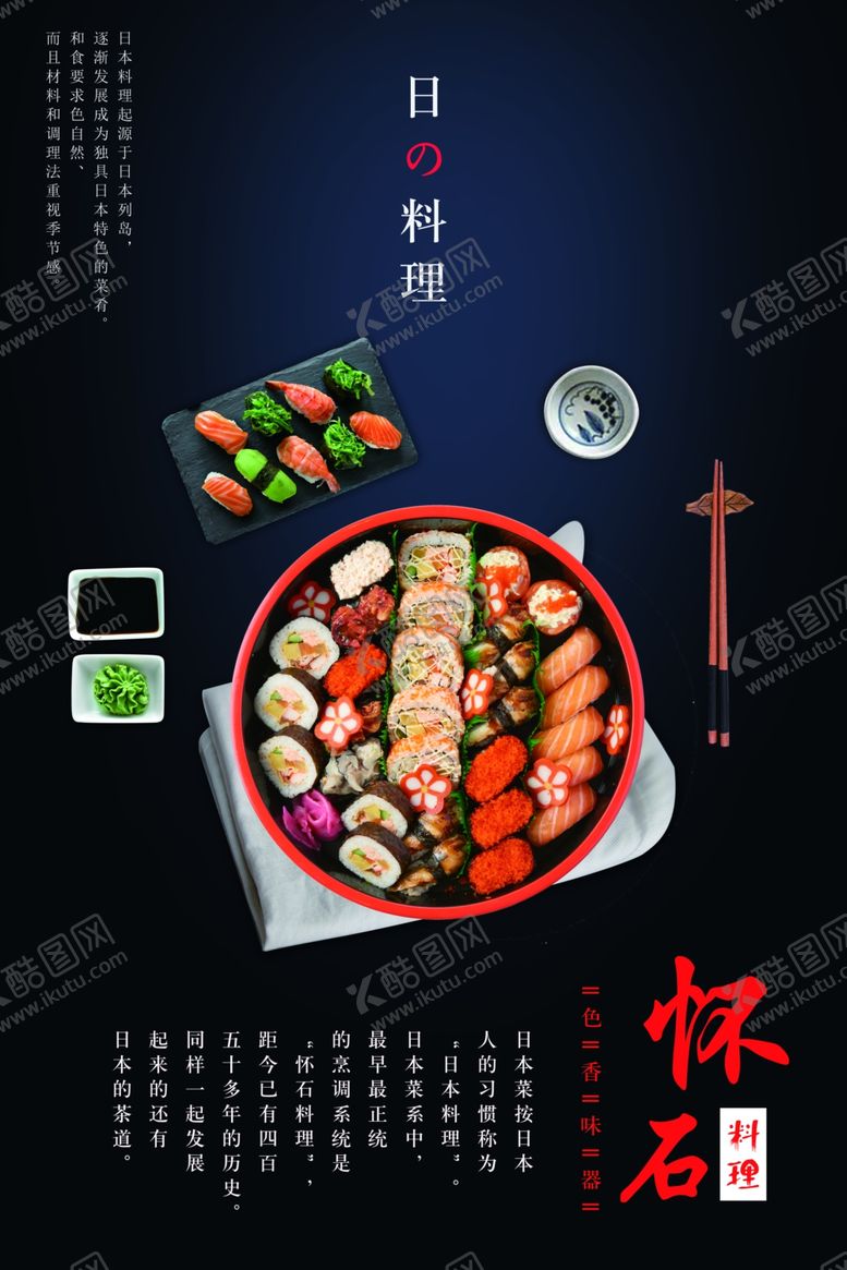 编号：90521507021220383085【酷图网】源文件下载-日式料理食材美食海报展板