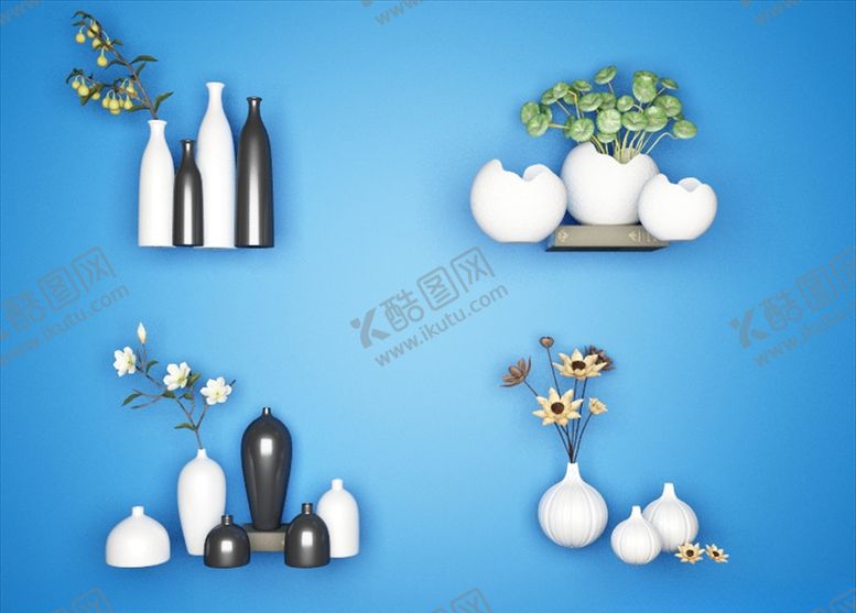 编号：56536109210959541081【酷图网】源文件下载-现代风格陶瓷花瓶花卉