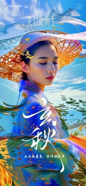 立秋节气手写创意海报