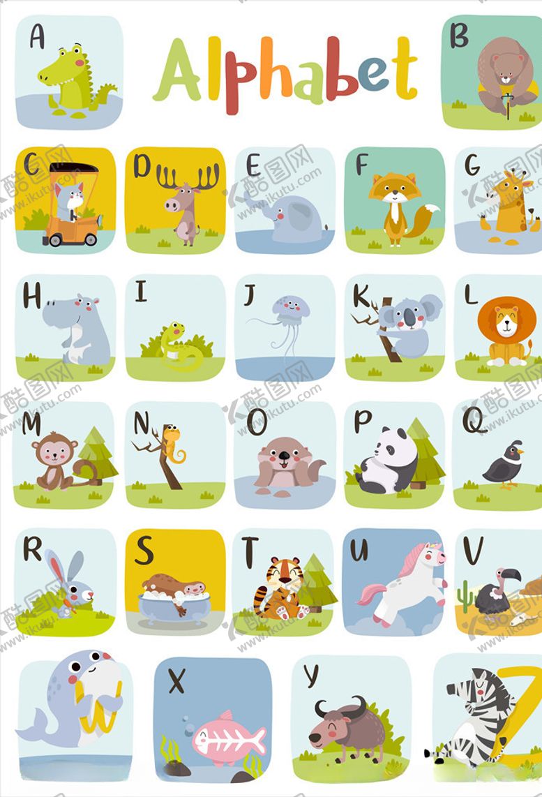 编号：70969509182251286273【酷图网】源文件下载-卡通动物字母