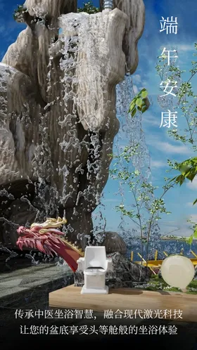 坐浴头等舱山水龙端午节海报