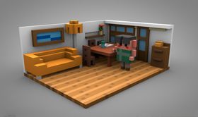 C4D模型像素化房间