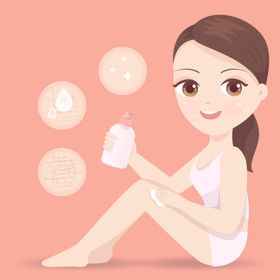 女孩做面膜保养插画
