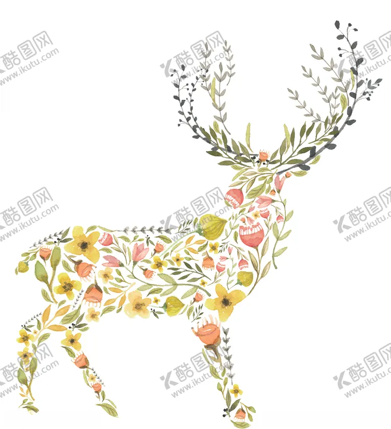 编号：95776605041240028175【酷图网】源文件下载-手绘梅花鹿png素材