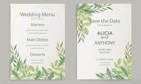 清新绿植婚礼邀请函