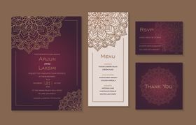 优雅酒红色婚礼请柬设计