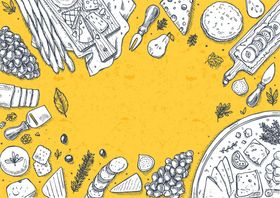 手绘美食插画背景图