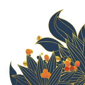 金色渐变植物装饰元素