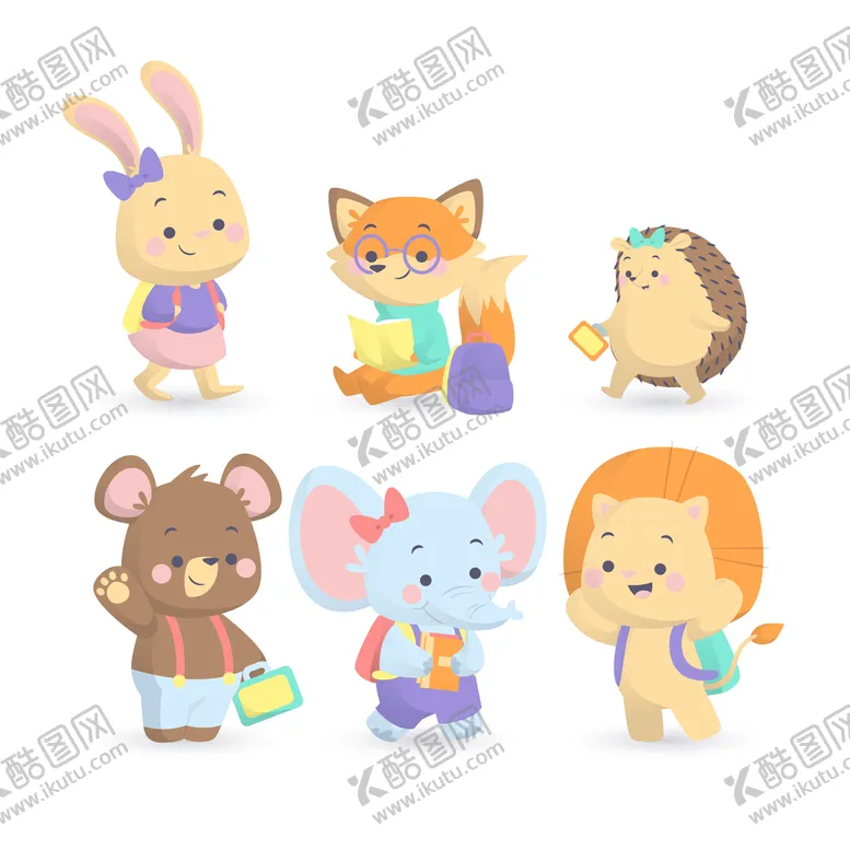 编号：39509611051506284901【酷图网】源文件下载-6款卡通动物