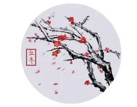 水墨梅花红卉背景中国风