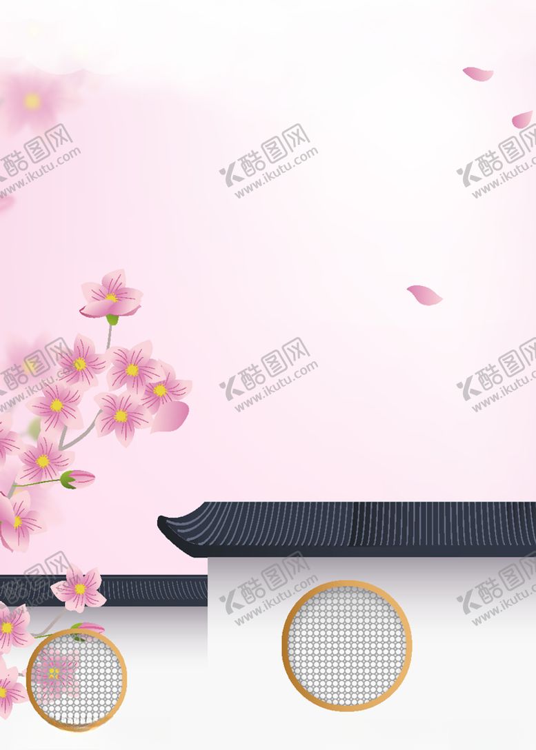编号：20060709231950088221【酷图网】源文件下载-莫兰迪古建筑桃花海报