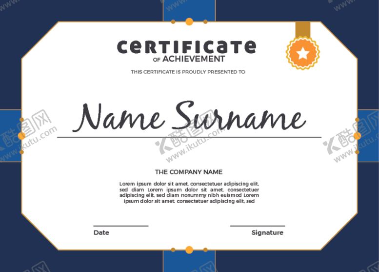 编号：45083307050850372853【酷图网】源文件下载-证书模板