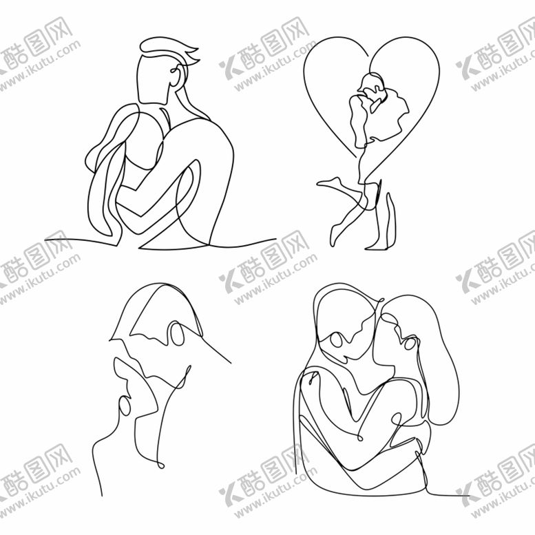 编号：47141610142038306741【酷图网】源文件下载-线描情侣人物