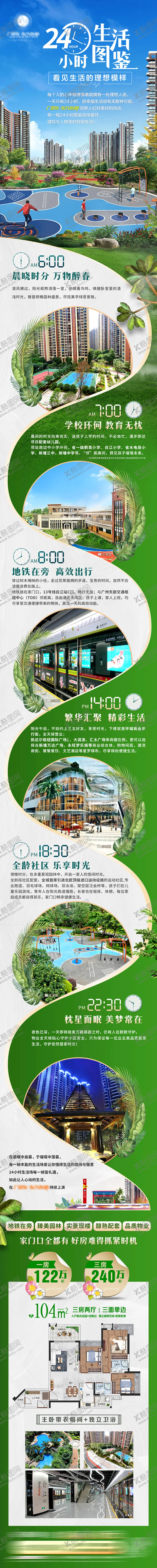 编号：54495709041455257984【酷图网】源文件下载-24小时生活图鉴地产价值点长图海报