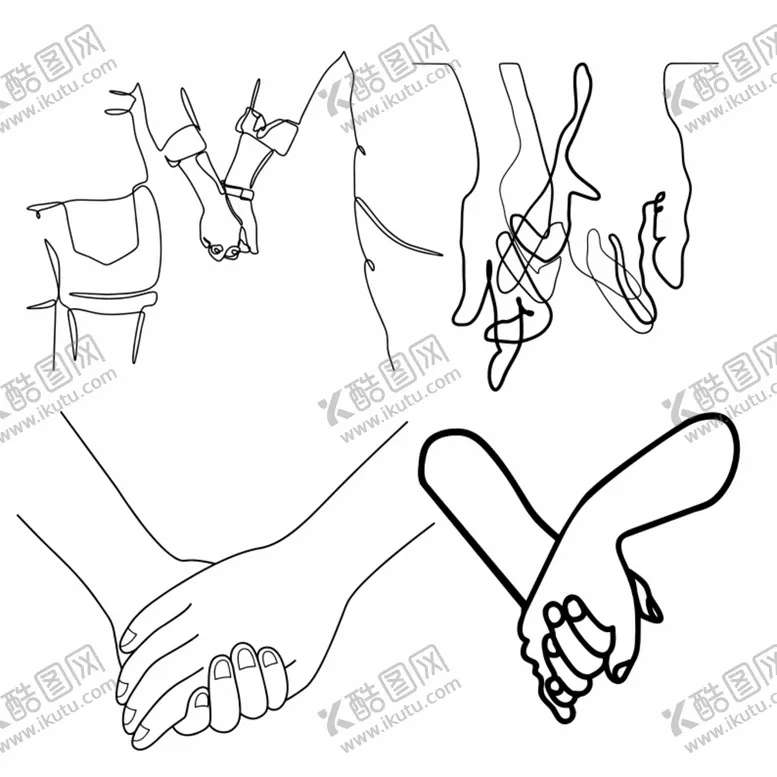 编号：26014509140946384312【酷图网】源文件下载-情侣牵手线描图