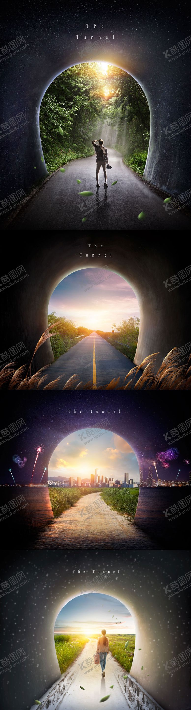 编号：96491004131837037835【酷图网】源文件下载-创意隧道唯美风景实景合成海报系列五