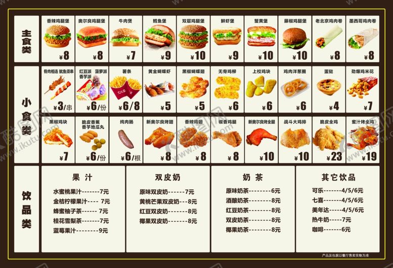 编号：96584210052325311562【酷图网】源文件下载-汉堡西式快餐菜单DM单灯箱