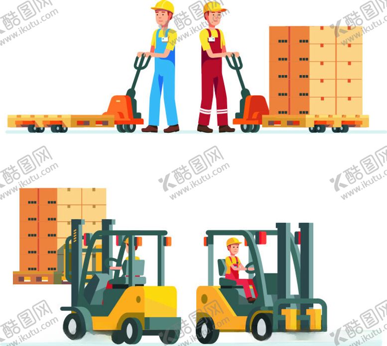 编号：52093402101503531428【酷图网】源文件下载-搬运工开叉车