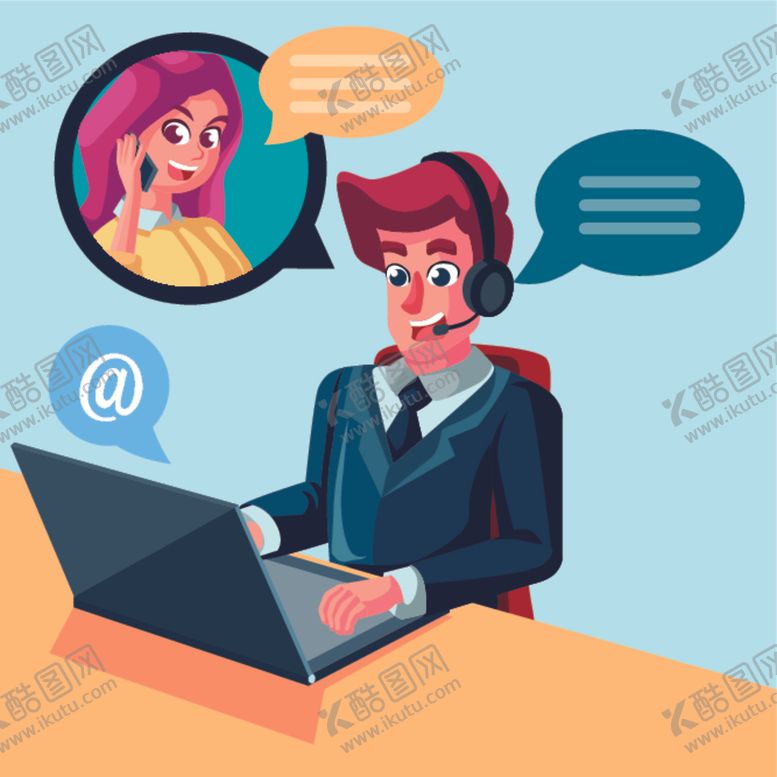 编号：48573806301821359968【酷图网】源文件下载-卡通客服人员