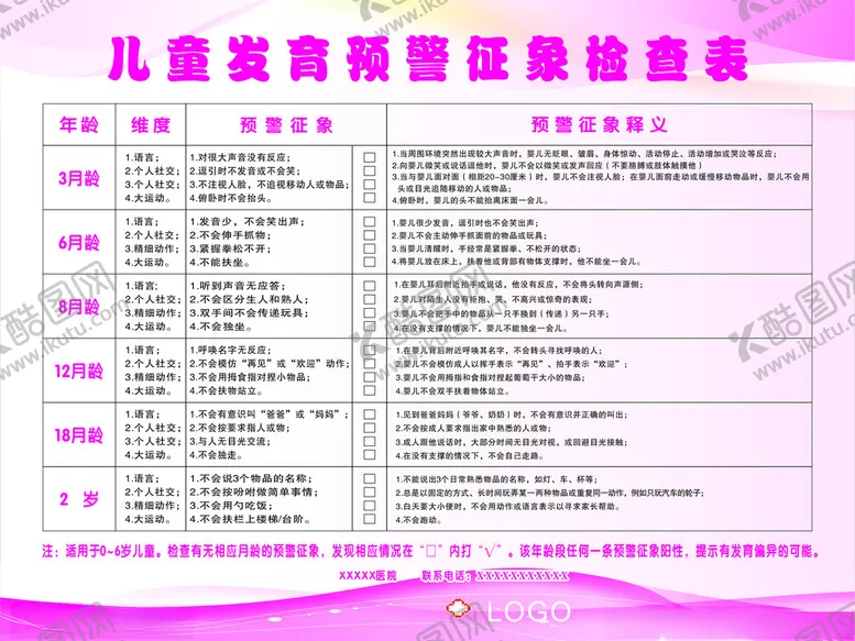 编号：85939202111647054300【酷图网】源文件下载-儿童发育预警征象检查表