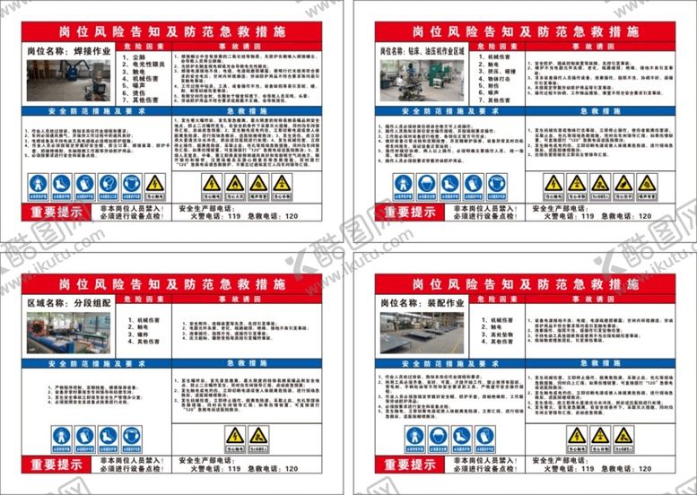 编号：38517301301606471767【酷图网】源文件下载-岗位风险告知及防范急救措施