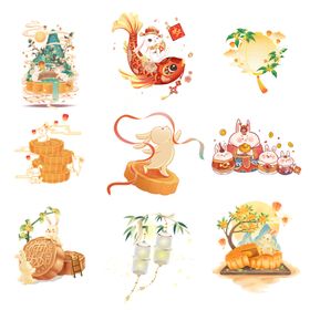 新年卡通元素插画集合