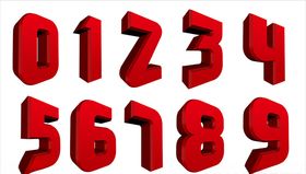 红色立体数字