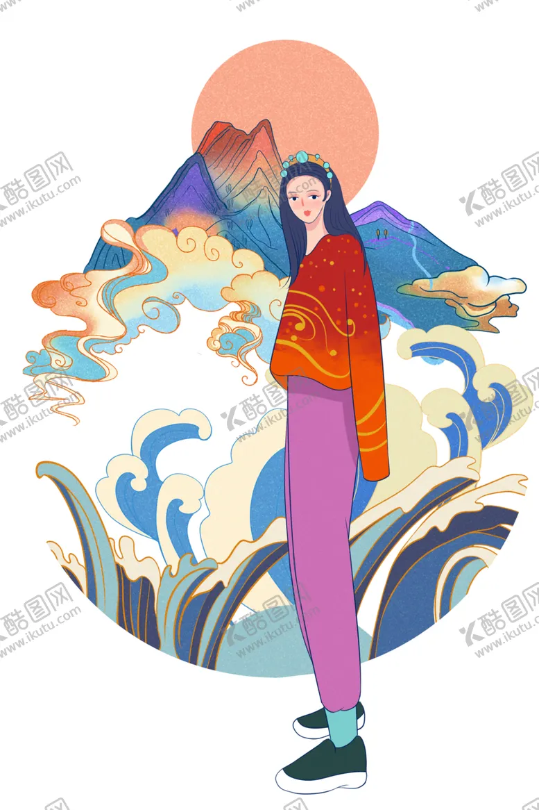 编号：15415504191557141736【酷图网】源文件下载-国潮人物手绘