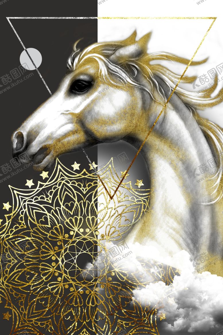 编号：23986010090535456912【酷图网】源文件下载-马到成功玄关画