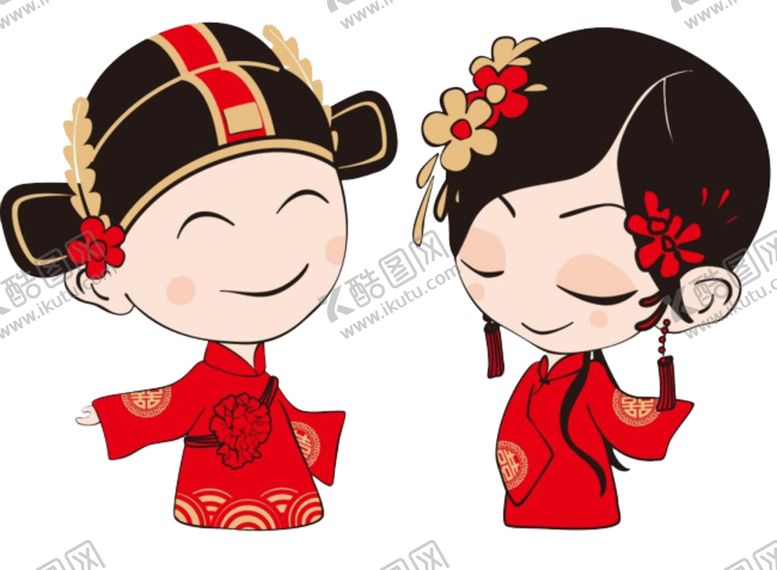 编号：22886209210659237661【酷图网】源文件下载-卡通新郎新娘PNG免扣素材
