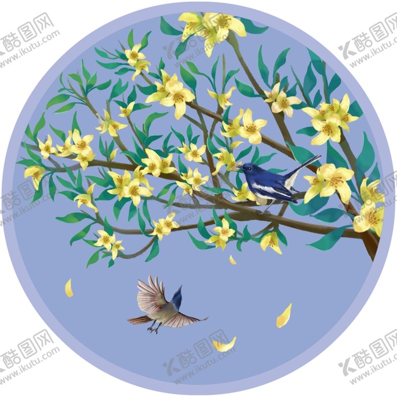 编号：22955304220003489205【酷图网】源文件下载-手绘花鸟壁画装饰画兰花