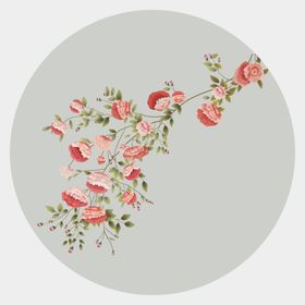 圆形国画玫瑰牡丹花鸟