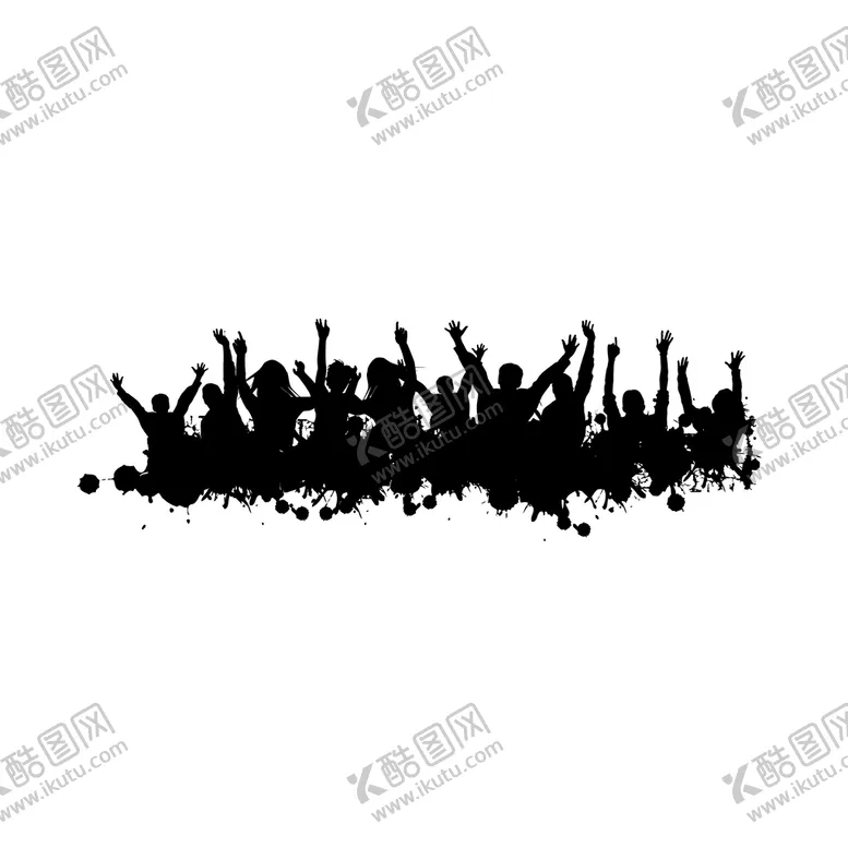 编号：48165709132122082750【酷图网】源文件下载-欢呼人群剪影庆祝