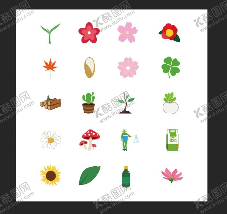 编号：48820010170310569943【酷图网】源文件下载-简约风植物花卉图标