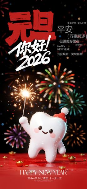元旦你好2016口腔海报
