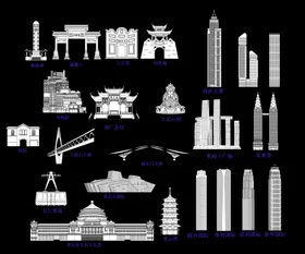 重庆地标建筑合集线稿