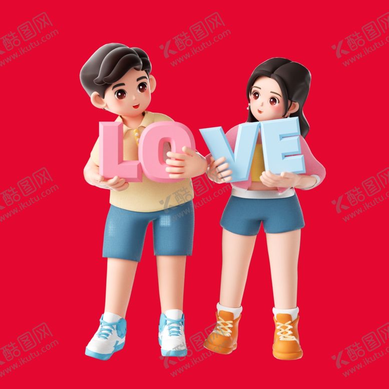 编号：32692302091209204383【酷图网】源文件下载-手绘情侣恋人