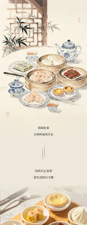 广式早茶推文长图海报