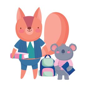 手绘动物开学