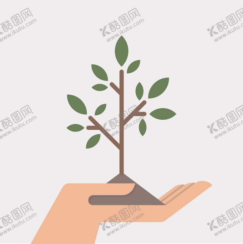 编号：64849805021505582636【酷图网】源文件下载-卡通手心树苗矢量图