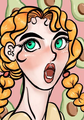 欧美卡通漫画风金发双辫子人物
