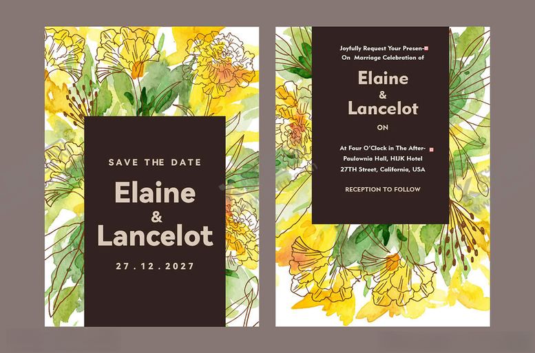 编号：45088911010531159124【酷图网】源文件下载-花卉主题婚礼请柬设计