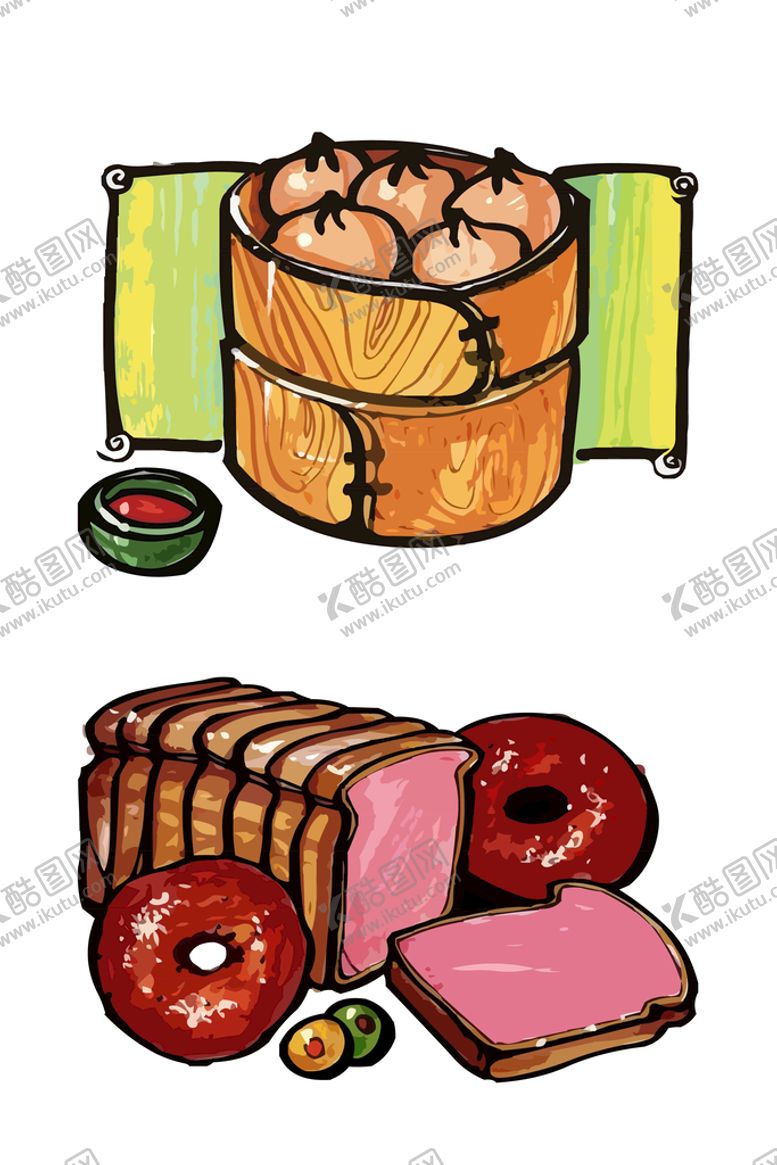编号：99793010152226161325【酷图网】源文件下载-手绘中西餐美食