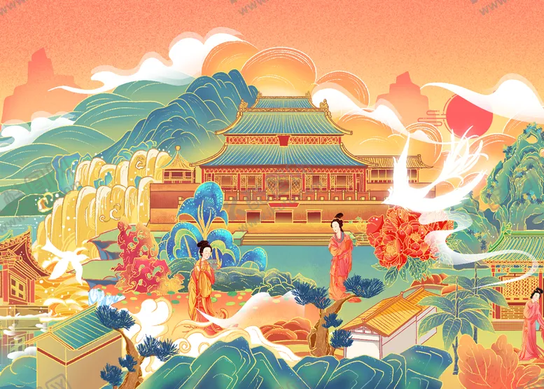 编号：79018409210346226930【酷图网】源文件下载-国潮筑插画