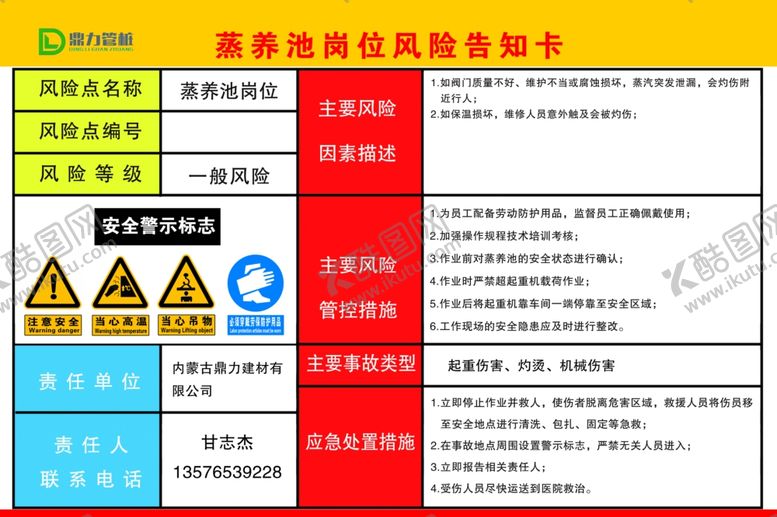 编号：61549501301040267285【酷图网】源文件下载-岗位风险告知牌