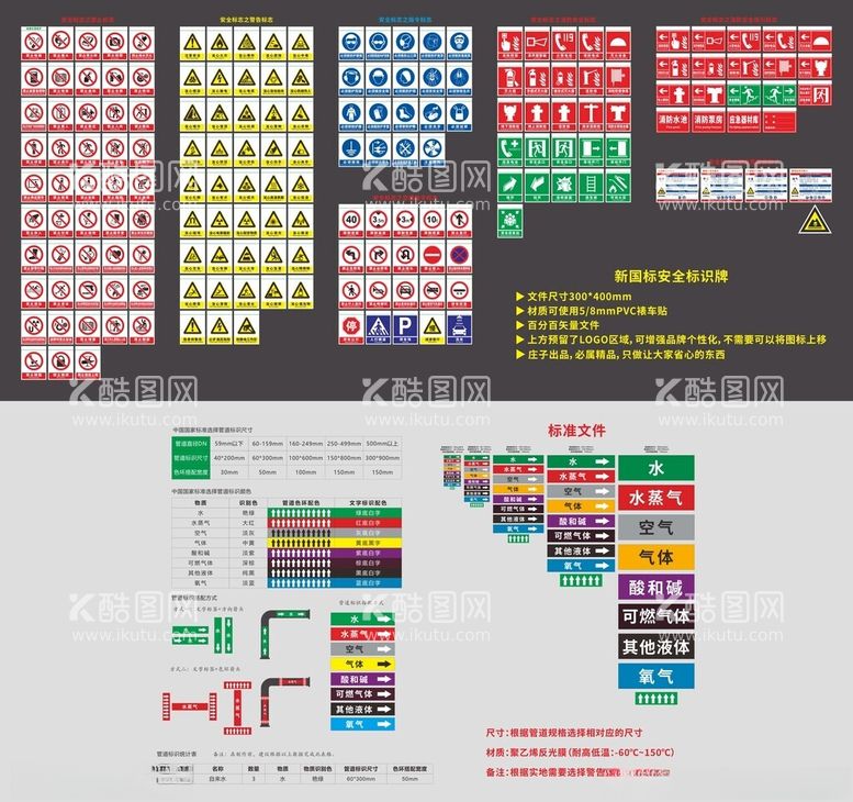 编号：43804212070446068828【酷图网】源文件下载-新国标安全标识牌及管道标识