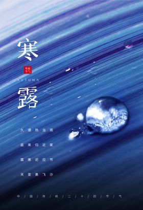 蓝色简约大气寒露二十四节气海报