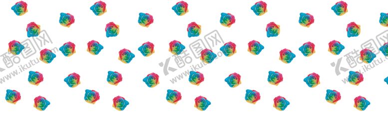 编号：52020707061700543658【酷图网】源文件下载-玫瑰七彩数码白底印花图